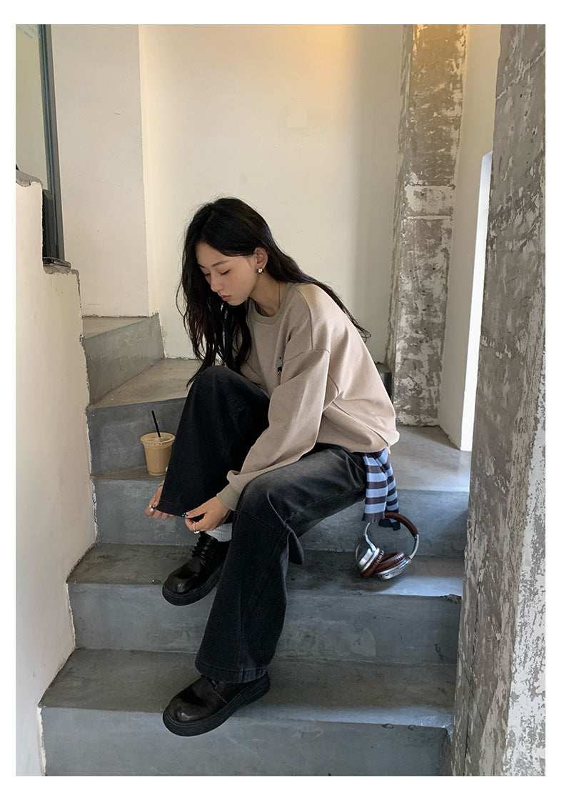 Guangzhou Huang Zheng American Retro Sexy Pullover Embroidered Sweatshirt Feminine Versatile Long-Sleeved Casual Top 530821