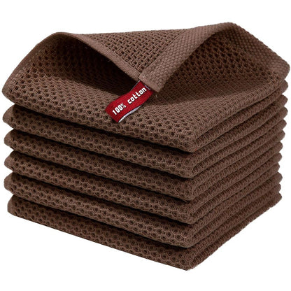 Cross-border Amazon pure cotton honeycomb kitchen dishwashing square towel can be suit with hook waffle square towel generation sticker code