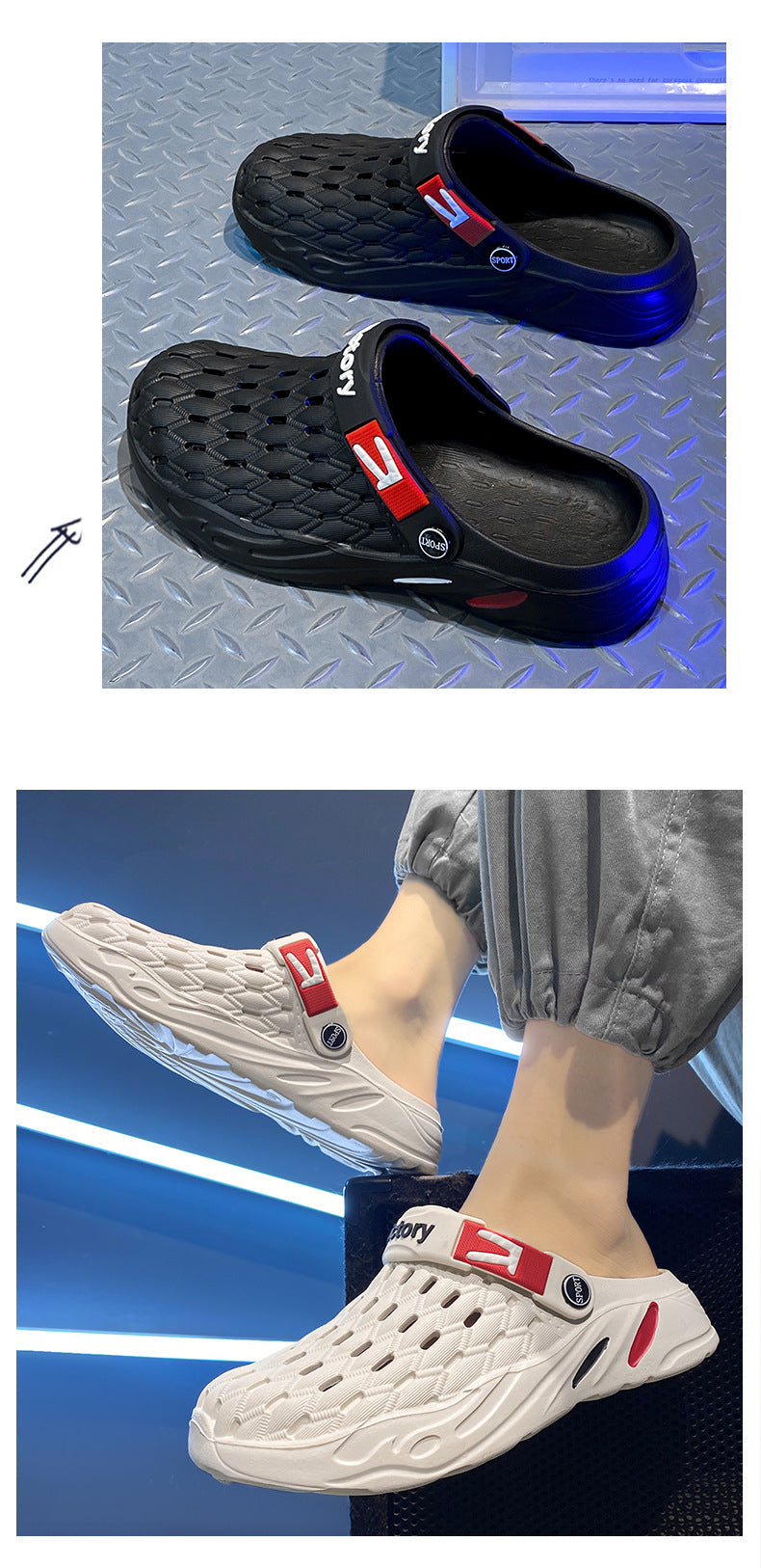 Hole Shoes Casual Thick-soled Non-slip Wear-resistant Beach Sandals Cross-border Large Size Dung-feeling Summer New Style Outer Wear Slippers
