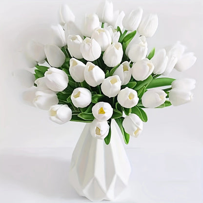 High-End Pu Tulip Artificial Flowers Cross-Border Exclusive for Home and Hotel Wedding Photography Props Feel Artificial Flowers Wholesale