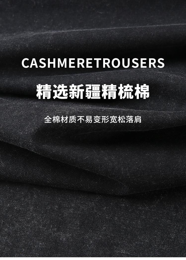 Trendy Brand Heavyweight Pure Cotton Terry 400g Washed Distressed Crew Neck Sweatshirt Hoodie Retro Sweatshirt with Printed Logo