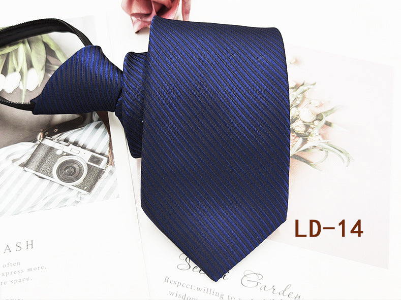Factory In-Stock Zipper Tie Men's Formal Business 8cm Lazy Tie Red Black Striped Workplace Striped Tie