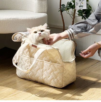 Cat Bag Outgoing Portable Breathable Shoulder Breathable Small Dog Bag Portable Lightweight Canvas Cat Pet Crossbody Backpack