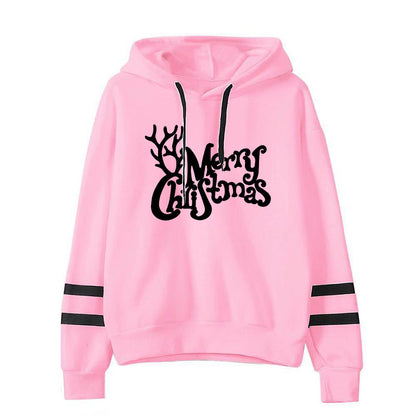 Europe and the United States Amazon cross-border foreign trade Christmas Merry Christmas printed parallel bars hooded sweater plus size