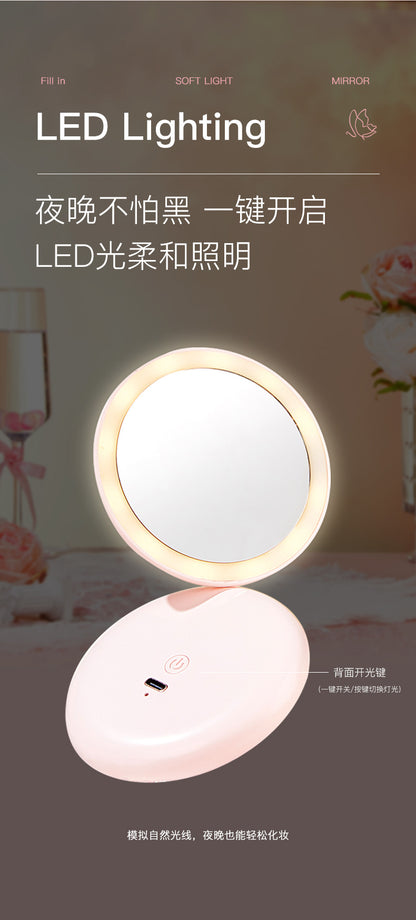 Led Makeup Mirror with Lamp Desktop Desktop Makeup Shell Mirror Holiday Gift for Girlfriend Dressing Mirror
