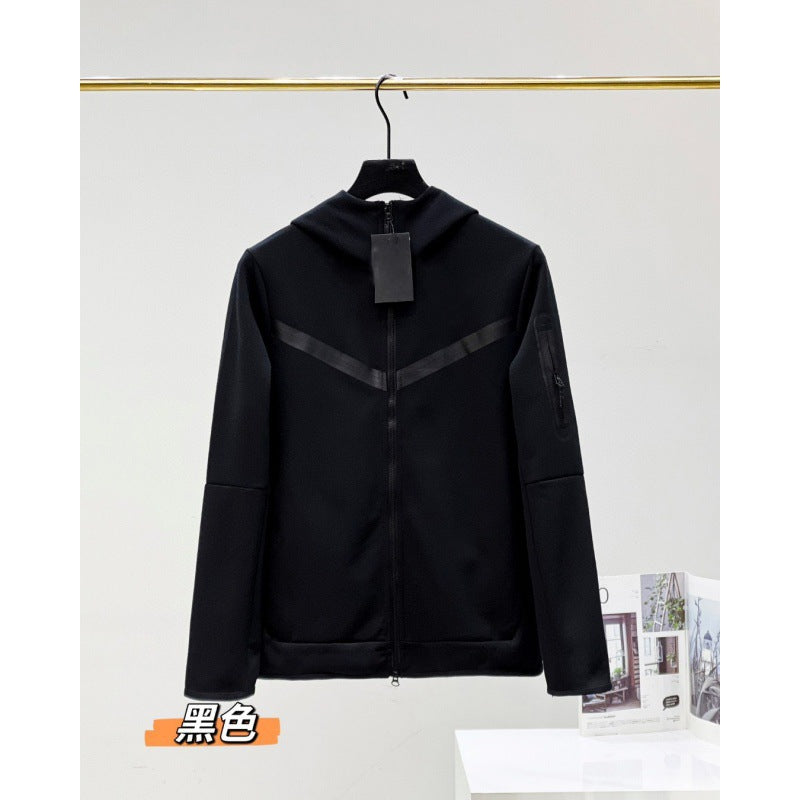 2024 Spring and Autumn Casual Sports Cotton Air Layer Hooded Zipper Cardigan Men's Jacket 490 Coat