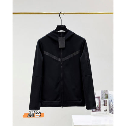 2024 Spring and Autumn Casual Sports Cotton Air Layer Hooded Zipper Cardigan Men's Jacket 490 Coat
