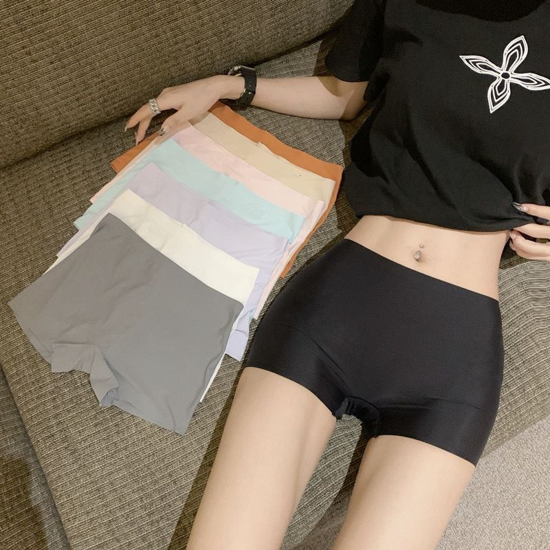Summer Mid-waist Safety Pants Belly-closed Breathable Boxers Ice Silk Seamless Underwear Anti-light Leggings Women's Boxers