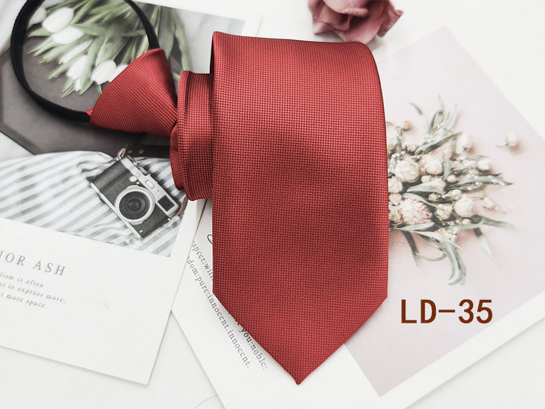 Factory In-Stock Zipper Tie Men's Formal Business 8cm Lazy Tie Red Black Striped Workplace Striped Tie