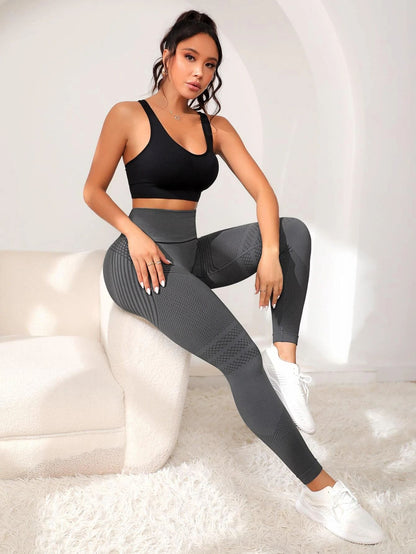European and American hot selling seamless hip lifting fitness pants belly contracting tight high waist peach hip yoga pants