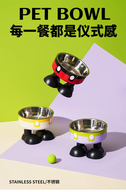 Pet stainless steel bowl non-slip large capacity dog bowl cat goblet bowl neck protection pet bowl anti-knock cat bowl new