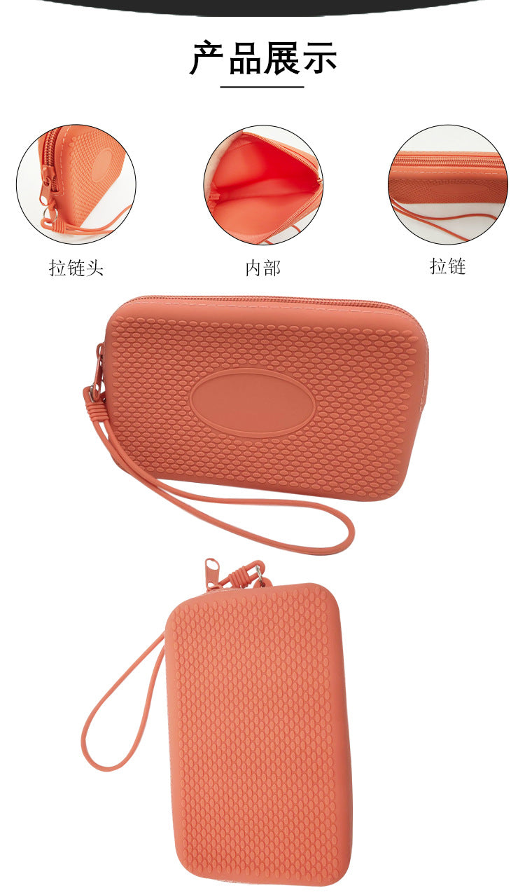 Silicone Square Small Travel Storage Bag with Handle, Customizable Logo, for Storing Miscellaneous Items, Toiletries, and Coins