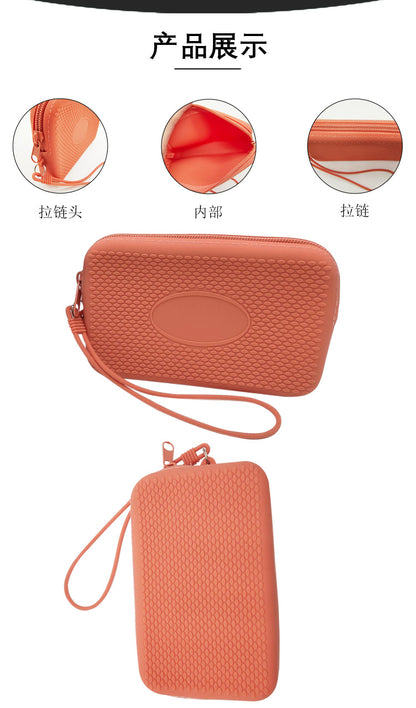 Silicone Square Small Travel Storage Bag with Handle, Customizable Logo, for Storing Miscellaneous Items, Toiletries, and Coins