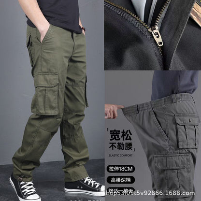 Spring and Autumn Cotton Crane Pants Foreign Trade Plus Size Pants Site Work Pants Men's Multi-Pocket Wear-Resistant Casual Pants