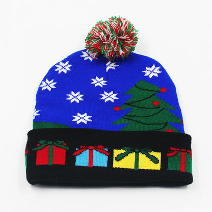 Korean Internet Celebrity Style Snowflake Christmas Hat, Warm and Cold-Proof Women's Knitted Hat with Pom-Pom, Ear-Protecting Yarn Hat, Light Luxury Style