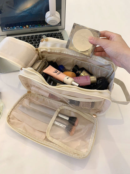 Giant Makeup Bag for Women, Large Capacity Travel Makeup Brush Bag, Toiletries Storage Bag, Chain Design, Waterproof