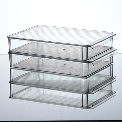 Storage Box PET Transparent Acrylic Rectangular Cosmetic Station Snack Kitchen Sundries Storage Box with Lid