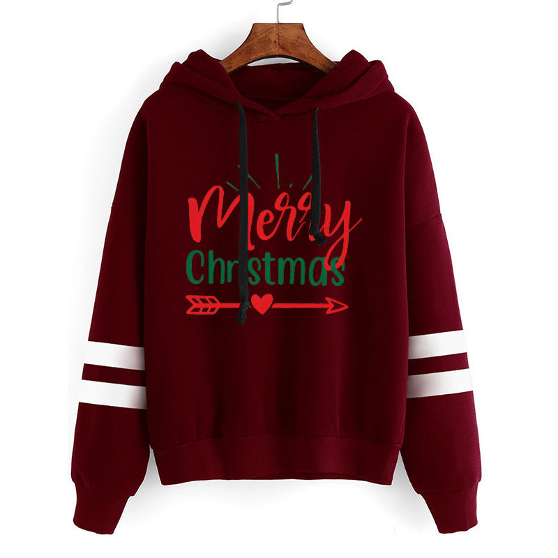 Amazon Cross-border European and American Christmas Merry Christmas Printed Hooded Sweatshirt Autumn and Winter Coat