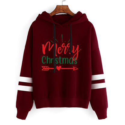 Amazon Cross-border European and American Christmas Merry Christmas Printed Hooded Sweatshirt Autumn and Winter Coat