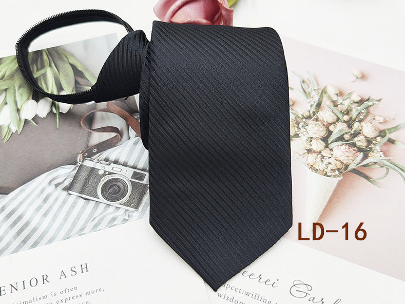 Factory In-Stock Zipper Tie Men's Formal Business 8cm Lazy Tie Red Black Striped Workplace Striped Tie