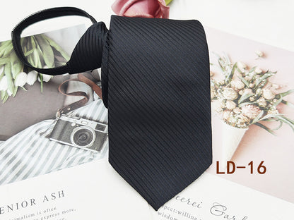 Factory In-Stock Zipper Tie Men's Formal Business 8cm Lazy Tie Red Black Striped Workplace Striped Tie