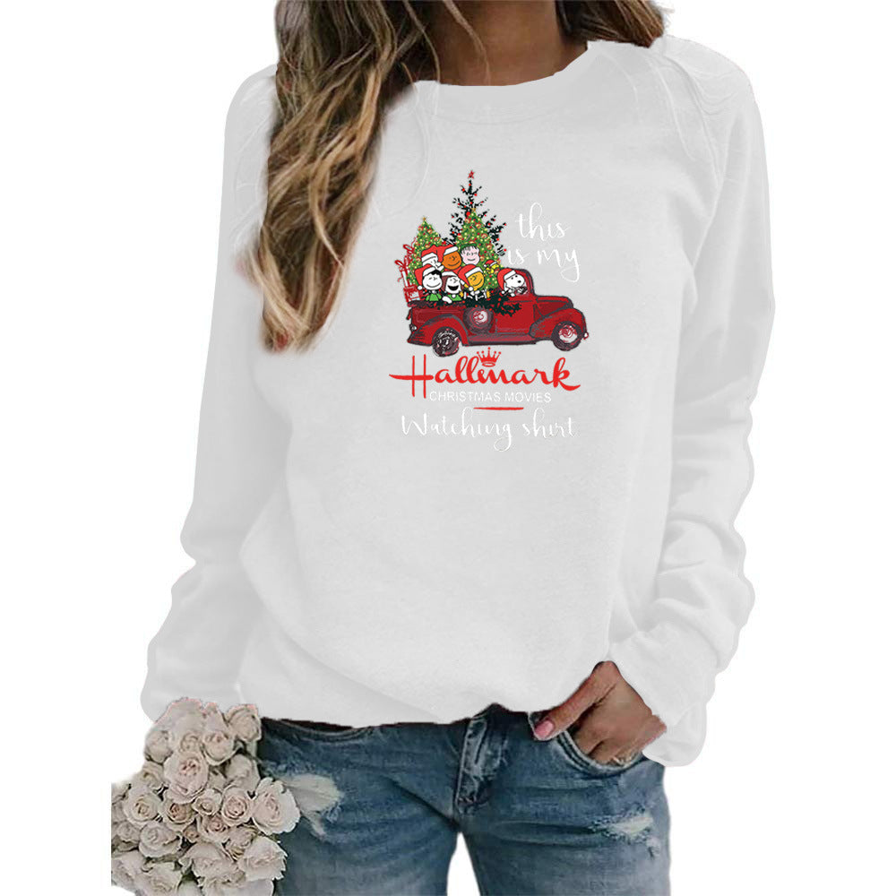 Christmas truck Merry Christmas pattern printed round neck sweater European and American autumn and winter Amazon AliExpress