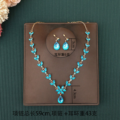 Korean Bride Necklace Earrings Two-piece Decorations Wedding Yarn Wedding Jewelry Wedding Accessories Dance Studio