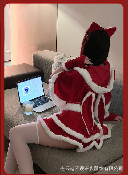 Don't miss the night New Year red Christmas sexy underwear pure desire wind clothes qqny cute cat uniform suit