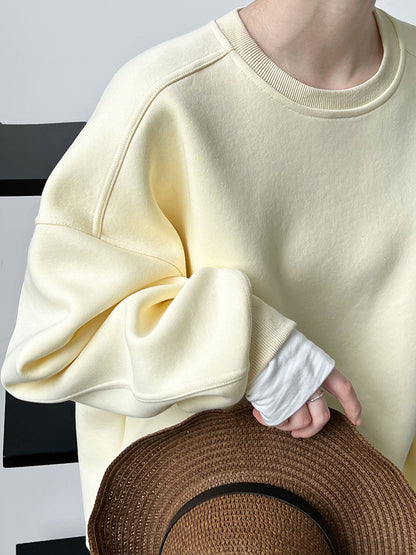 Luxi Simple Profile Loose BF Solid Color Lazy Pullover Sweatshirt Women's ins Letter Embroidered Long-sleeved Top 2267