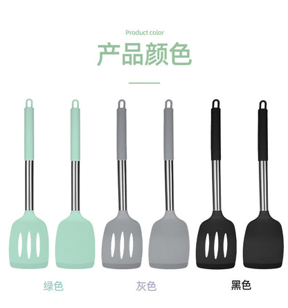 Silicone Frying Shovel Non-Stick Pan Frying Fish Shovel Leakage Shovel Household Kitchen Cooking Tools All-in-One Silicone Slant Leakage Shovel