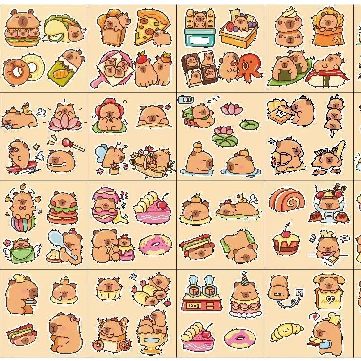 Kapibara Planner Stickers Cartoon Capybara Pet Student DIY Stickers Waterproof Water Bottle Phone Case Adhesive Laser