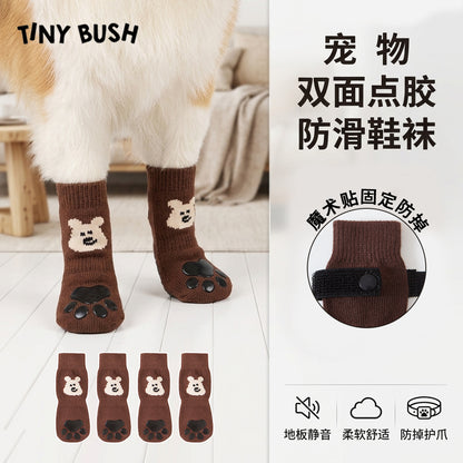 New pet socks, dog socks that stay on when out, cross-border bestseller, non-slip socks for small dogs with double-sided adhesive