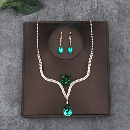 Korean Bride Necklace Earrings Two-piece Decorations Wedding Yarn Wedding Jewelry Wedding Accessories Dance Studio