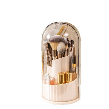 Cosmetic Brush Storage Cylinder Rotating Dustproof Dressing Table Cosmetic Storage Box Lipstick Eyeshadow Storage Rack Desktop Pen Holder