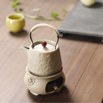 Yuerui New Rustic Pottery Constant Temperature Alcohol Tea Brewing Pot Set with Handle, Balcony Tea Brewing Stove Complete Set Wholesale Pottery