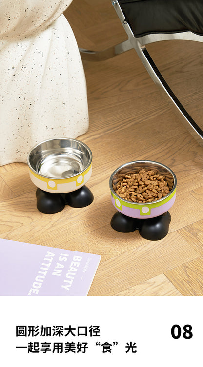 Pet stainless steel bowl non-slip large capacity dog bowl cat goblet bowl neck protection pet bowl anti-knock cat bowl new