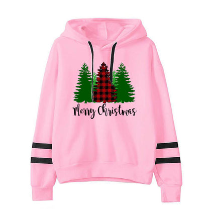 Foreign Trade Cross-border Red Plaid Christmas Tree Merry Christmas Printed Parallel Bars Striped Sweat Europe and America