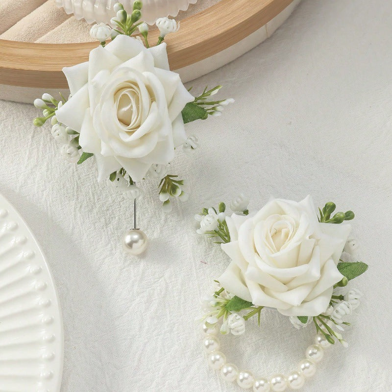 Amazon cross-border new rose wrist flower corsage bridesmaid sister group decorative flower forest wrist flower manufacturers