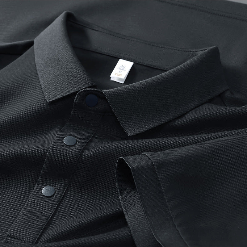 Cross-border Foreign Trade Copper Ammonia Silk T-shirt Men's Business Casual Short-sleeved Summer Gastrodia elata Mulberry Silk Lapel Men's Polo Shirt