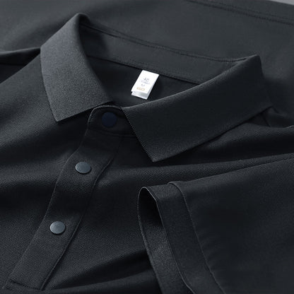 Cross-border Foreign Trade Copper Ammonia Silk T-shirt Men's Business Casual Short-sleeved Summer Gastrodia elata Mulberry Silk Lapel Men's Polo Shirt