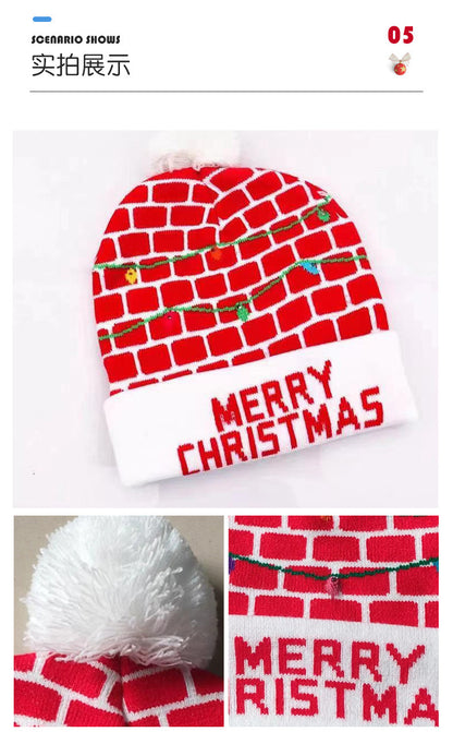 Korean Internet Celebrity Style Snowflake Christmas Hat, Warm and Cold-Proof Women's Knitted Hat with Pom-Pom, Ear-Protecting Yarn Hat, Light Luxury Style