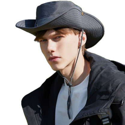 All-Match Western Denim Hat Men's and Women's Outdoor Mountaineering Summer Sun Hat Fishing Sunscreen Fisherman Hat Camping Breathable