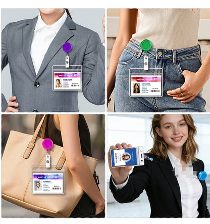 Transparent Easy Pull Buckle Doctor Nurse Breast Card Certificate Card Case Anti-loss Clip Buckle Meal Card Work Card Transparent Color Retractable Buckle