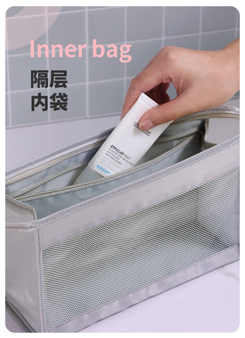 British Simple Toiletry Bag Waterproof and Convenient Hand-held Cosmetic Bag for Business Travel Carry-on Skin Care Products Storage Cosmetic Bag