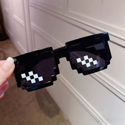 Internet Celebrity Mosaic Party Glasses Male Funny Artifact Student Performance Black Sunglasses Female Personalized Pixel Sunglasses