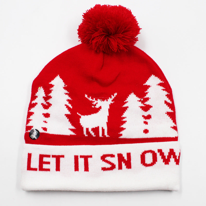 Korean Internet Celebrity Style Snowflake Christmas Hat, Warm and Cold-Proof Women's Knitted Hat with Pom-Pom, Ear-Protecting Yarn Hat, Light Luxury Style