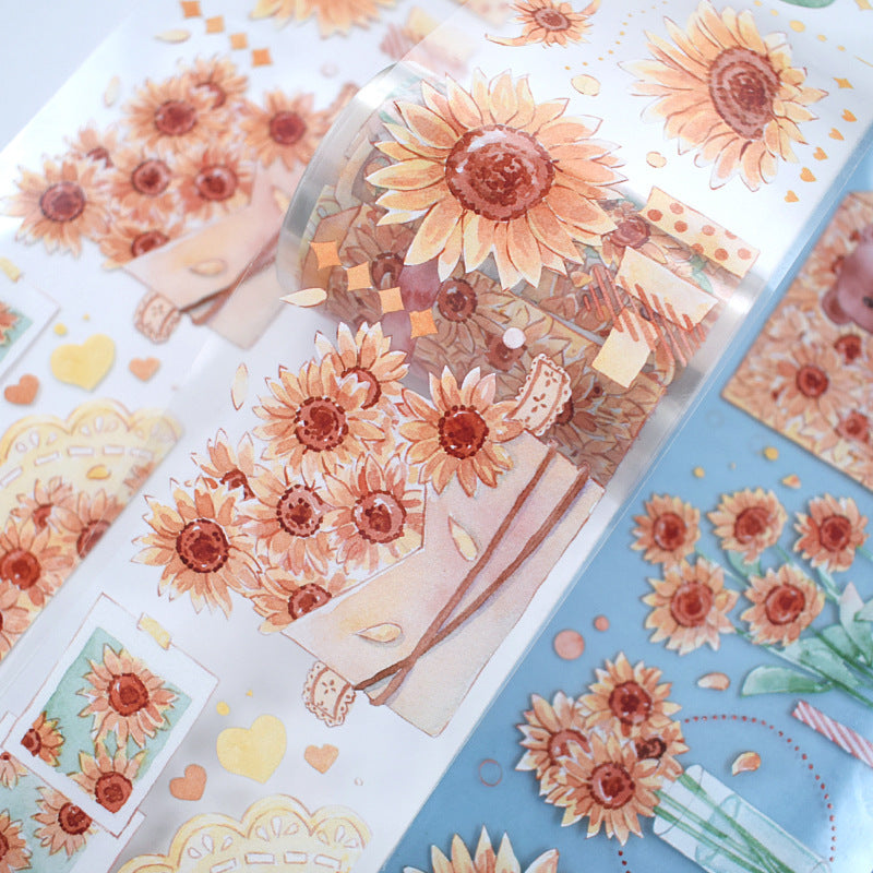 New pet Journal tape flower special material autumn letter simple full roll material shell optical flow hemp Journal tape