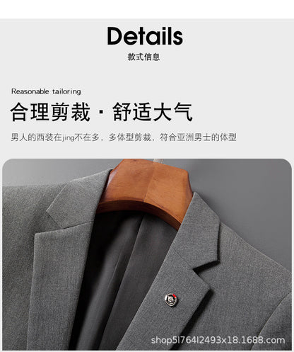 A 1.45kg Piece Set of Spring & Fall Casual Small Suit Jacket Men's Korean Style Slim Gray Formal Full Suit Suit