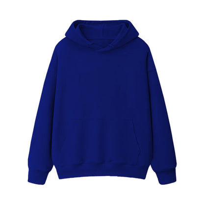 Fleece-lined thick loose hooded sweater women's autumn and winter warm top student couple wear solid color coat foreign trade women's clothing