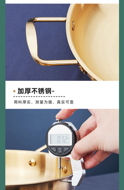 Korean-style Troops Small Hot Pot Seafood Dry Pot Net Celebrated Lamian Noodles Pot Cooking Pot Stainless Steel Noodle Pot Double Ear Soup Pot
